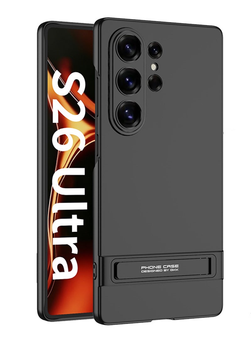 أداندو حافظة لهاتف سامسونج جالاكسي S26 الترا نحيفة مع مسند، حامل ثلاثي الاتجاهات، غطاء هاتف صلب رفيع للغاية لهاتف سامسونج S26 الترا مع حامل للرجال والنساء (أسود) - Image 1