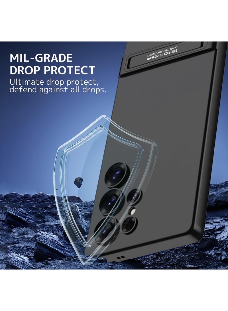 أداندو حافظة لهاتف سامسونج جالاكسي S26 الترا نحيفة مع مسند، حامل ثلاثي الاتجاهات، غطاء هاتف صلب رفيع للغاية لهاتف سامسونج S26 الترا مع حامل للرجال والنساء (أسود) - Image 4