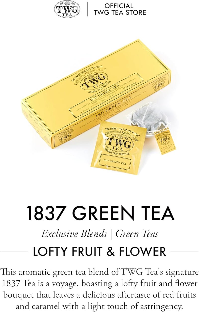 TWG Tea 1837 Green Tea Gift Set with Strawberry & Caramel - 15 Hand Sewn Cotton Teabags - Image 3