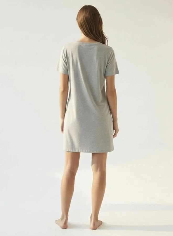 HAWRAA ABAYA But First Hunny Cartoon Nightshirt - Light Grey