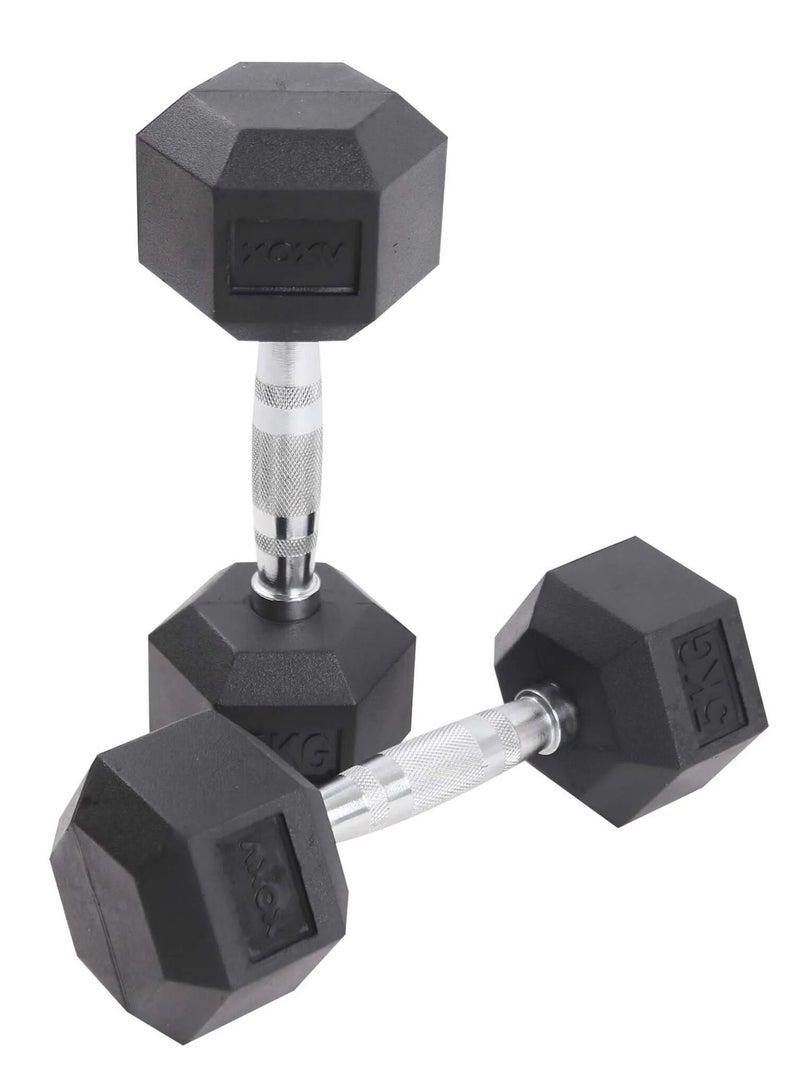 AXOX Hex Rubber Coated Dumbbell | 2.5 to 25 Kg | Pair - Image 2