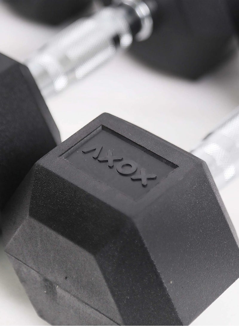 AXOX Hex Rubber Coated Dumbbell | 2.5 to 25 Kg | Pair - Image 3