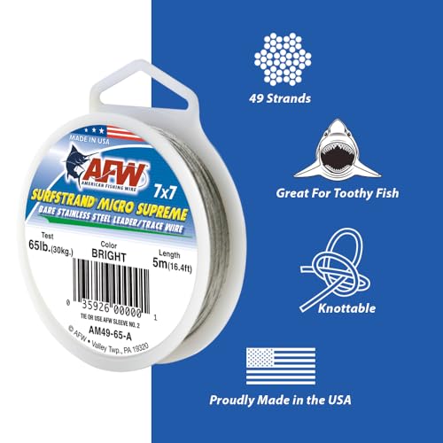 AFW American Fishing Wire Surfstrand Micro Supreme, Bare 7x7 Stainless Steel Leader Wire, 13 lb Test, 0.009" Diameter, Camo, 5m - Image 5