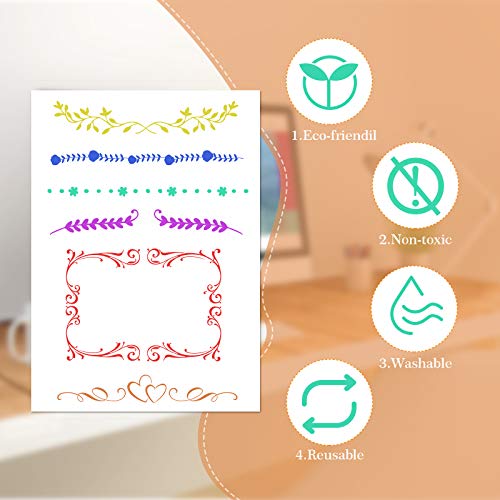Tenare 12 Pieces Journal Stencil Plastic Planner Set for Journal Notebook Diary Scrapbook DIY Drawing Stencils Template Wood Floors Paper Door Wall Sign, Journal Style - Image 3