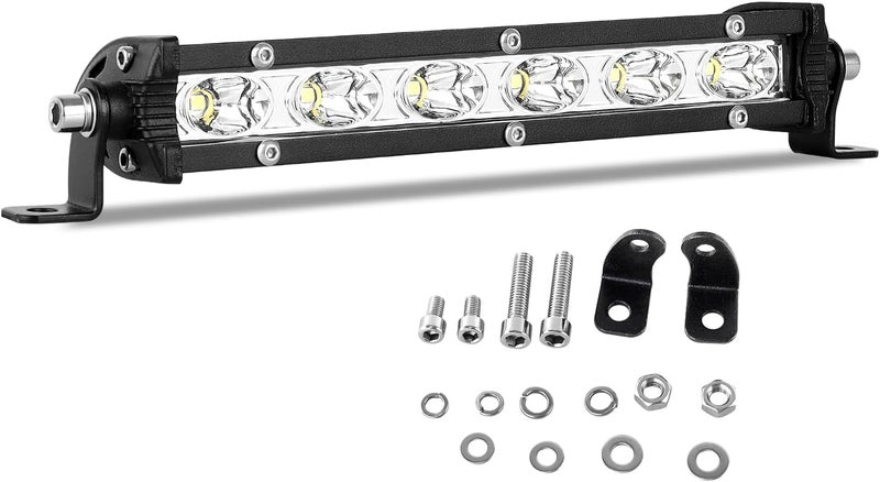 RIGIDON ريجيدون 18 سم 30 واط شريط إضاءة عمل LED، صف واحد 12 فولت 24 فولت ضوء كشاف LED مقاوم للماء لسيارة 4x4، شاحنة، جرار، قارب، 6000K ضوء ضباب أبيض تصميم عصري منتشر - Image 1