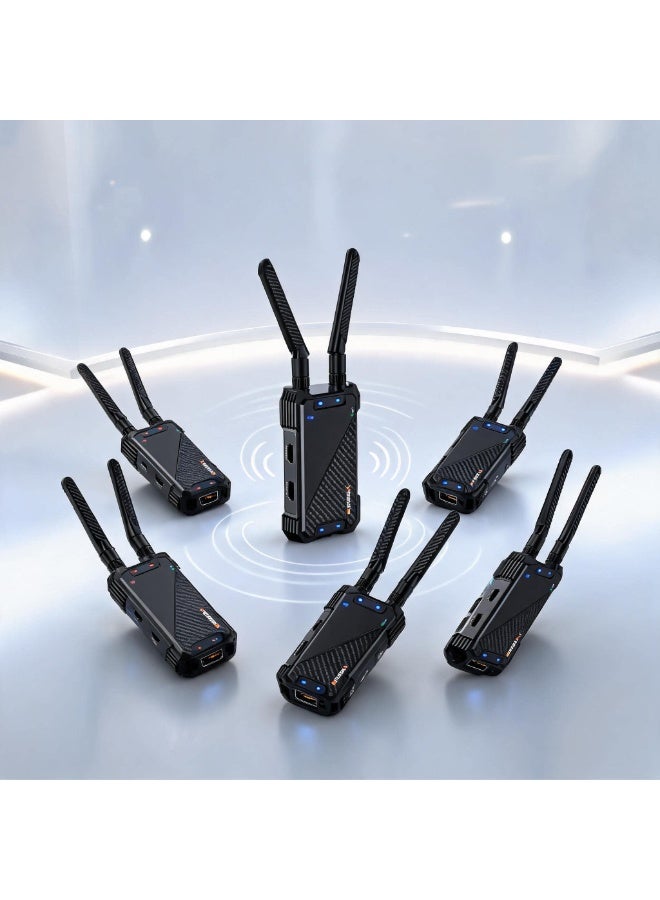 مجموعة جهاز إرسال واستقبال HDMI لاسلكي، موسع فيديو وصوت عالي الدقة 1080P بمدى 400 متر، 1 مرسل + 5 مستقبلات - Image 1