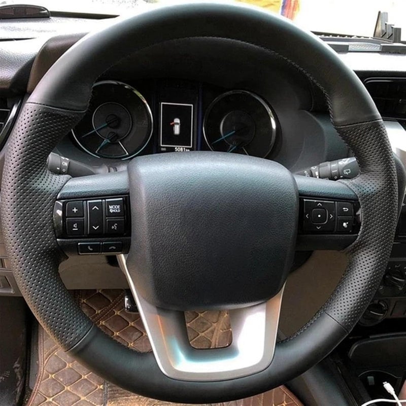 Wivplex Black Leather Steering Wheel Cover for Toyota - Image 4