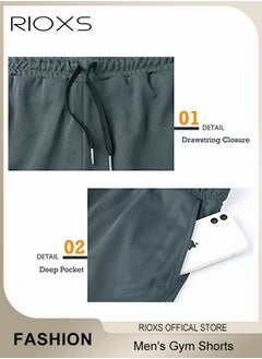 RIOXS Men's Shorts, 5" Gym Workout Short, Quick Dry Active Running Shorts, Lightweight Athletic Shorts With Pockets, Drawstring Running Shorts For Men, Breathable Bodybuilding Training Short Pants  - Image 4