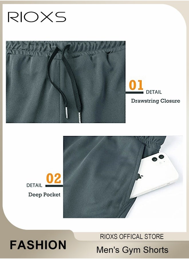 RIOXS Men's Shorts, 5" Gym Workout Short, Quick Dry Active Running Shorts, Lightweight Athletic Shorts With Pockets, Drawstring Running Shorts For Men, Breathable Bodybuilding Training Short Pants  - Image 4