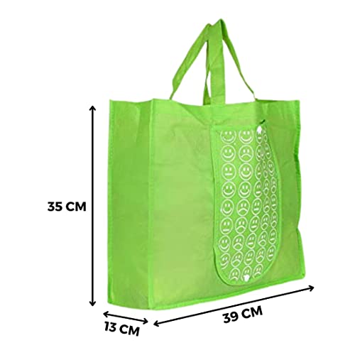 pristu Set of 6 Foldable Reusable Bags Smiley Printed Bags - Image 2