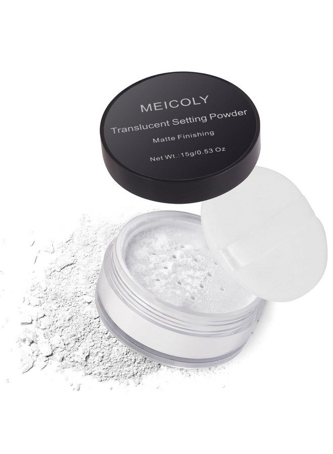 MEICOLY Talc-Free Setting Powder with Sifter,Long Lasting Loose Face Powder,Translucent Powder Colorset Powder,Matte Finishing White Face Paint Setting Powder for Halloween SFX Makeup,Oil Control - Image 1