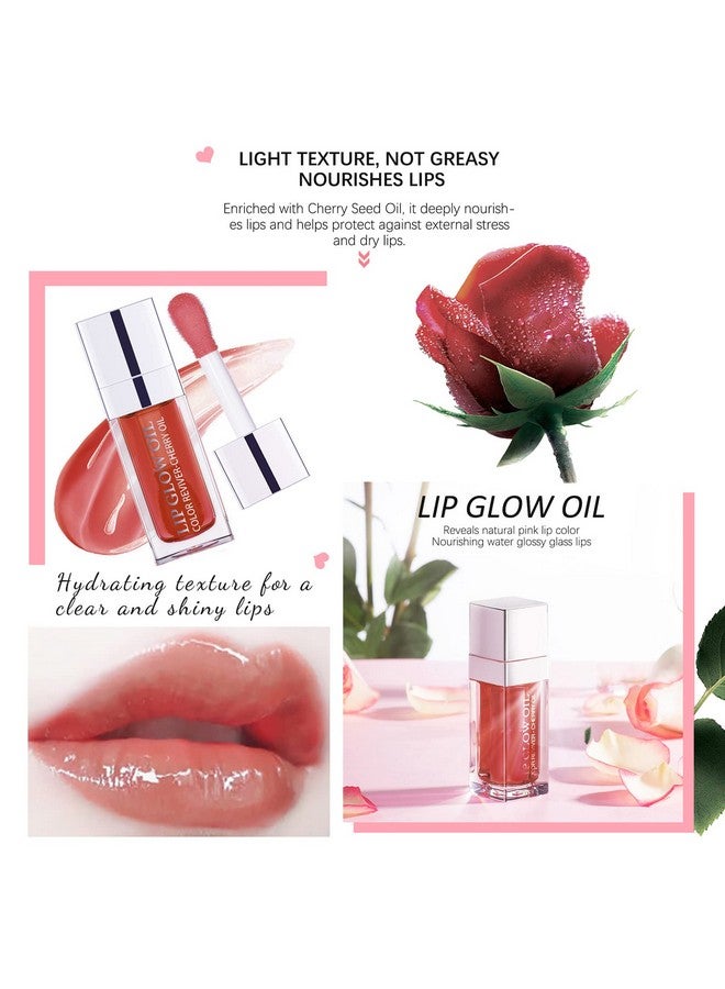 Alisesun 2 Set Lip Oil Hydrating Tinted Lip Balm, Plump Lip Gloss Lip Care Transparent Toot Lip Oil Tinted, Fresh Texture & Non-sticky, Nourishing Repairing Lightening Lip Lines Lip Care Products (Rosewood / Cherry) - Image 3