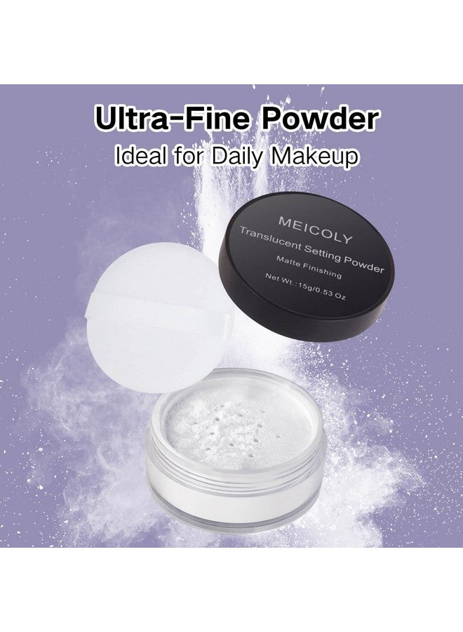 MEICOLY Talc-Free Setting Powder with Sifter,Long Lasting Loose Face Powder,Translucent Powder Colorset Powder,Matte Finishing White Face Paint Setting Powder for Halloween SFX Makeup,Oil Control - Image 3