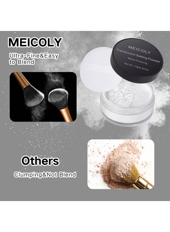 MEICOLY Talc-Free Setting Powder with Sifter,Long Lasting Loose Face Powder,Translucent Powder Colorset Powder,Matte Finishing White Face Paint Setting Powder for Halloween SFX Makeup,Oil Control - Image 5