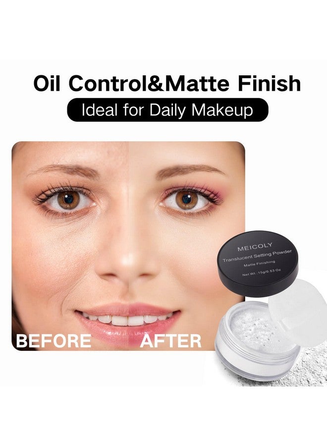 MEICOLY Talc-Free Setting Powder with Sifter,Long Lasting Loose Face Powder,Translucent Powder Colorset Powder,Matte Finishing White Face Paint Setting Powder for Halloween SFX Makeup,Oil Control - Image 4