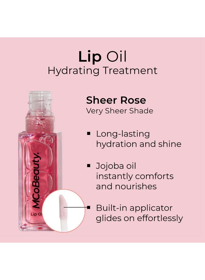 MCoBeauty Lip Oil Hydrating Treatment, Sheer Rose, Moisturizing Shine for Naturally Beautiful Lips, Vegan, Cruelty Free Cosmetics - Image 2