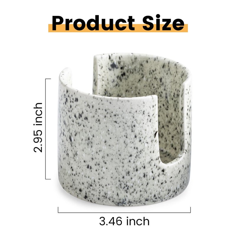 Zoeeker Kitchen Sink Sponge Holder, Dish Sponge Rack Ceramic Brush Holder Farmhouse Kitchen Dish Rack for Brush, Scrubbers, Bathroom, Sink, Speckled Glaze - Image 3