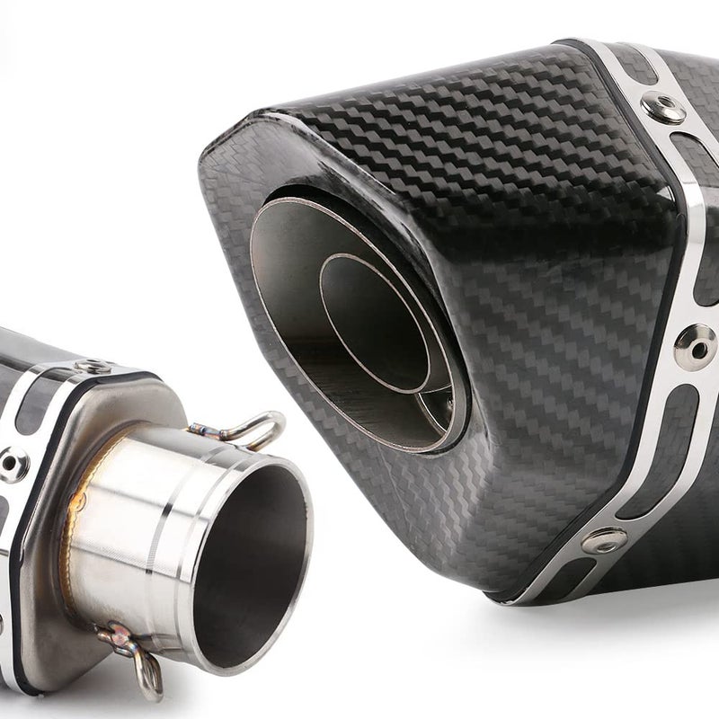 PACEWALKER 38-51mm Real Carbon Fiber Motorcycle Exhaust Muffler, Universal Motorbike Exhaust Muffler with Detachable DB Killer for Scooter, ATV, Street Bike, Yamaha, Suzuki (Real Carbon Fiber) - Image 2
