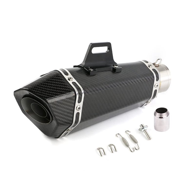 PACEWALKER 38-51mm Real Carbon Fiber Motorcycle Exhaust Muffler, Universal Motorbike Exhaust Muffler with Detachable DB Killer for Scooter, ATV, Street Bike, Yamaha, Suzuki (Real Carbon Fiber) - Image 1