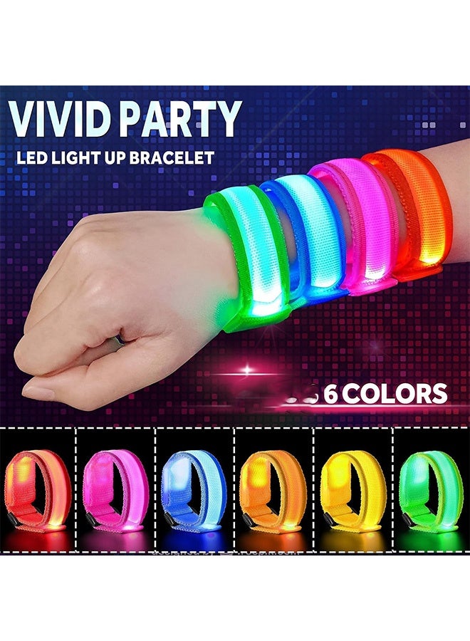 MXN 6 Pcs LED Light Up Bracelets for Kids Adults, LED Glow Flashing Arm Wrist Bands, Dark Party Supplies for Jogging, Cycling, Hiking, Walking, Night Events, Festivals Party Favors For Concerts Rave Sports - Image 5