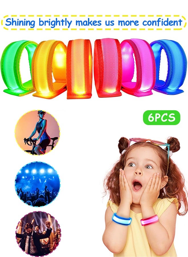 MXN 6 Pcs LED Light Up Bracelets for Kids Adults, LED Glow Flashing Arm Wrist Bands, Dark Party Supplies for Jogging, Cycling, Hiking, Walking, Night Events, Festivals Party Favors For Concerts Rave Sports - Image 1