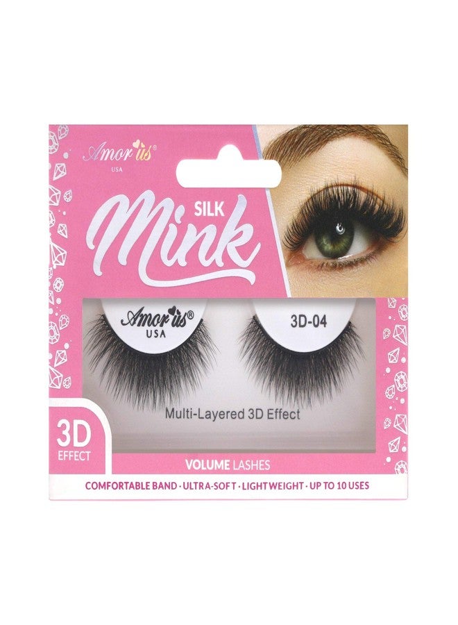 Amorus 3D Hand made Faux Mink Lashes #04 Black Nature fluffy light Reusable (12 pack) - Image 1
