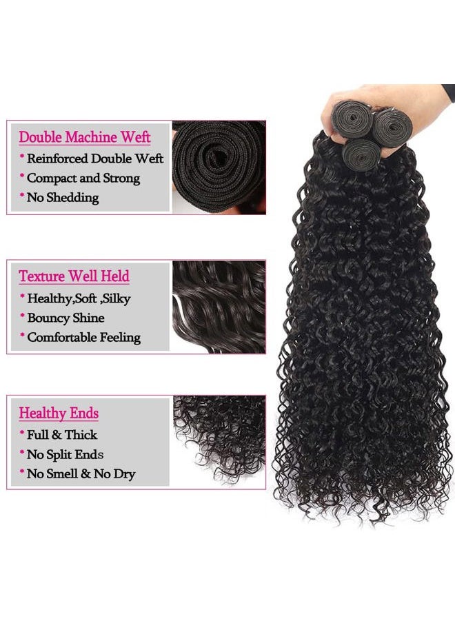 Beautymoon Wet and Wavy Human Hair Weave Bundles 14 16 18 Inch 100% Unprocessed Remy Virgin Hair Bundles 10A Natural Black Water Wave Bundles Human Hair Extension  - Image 2