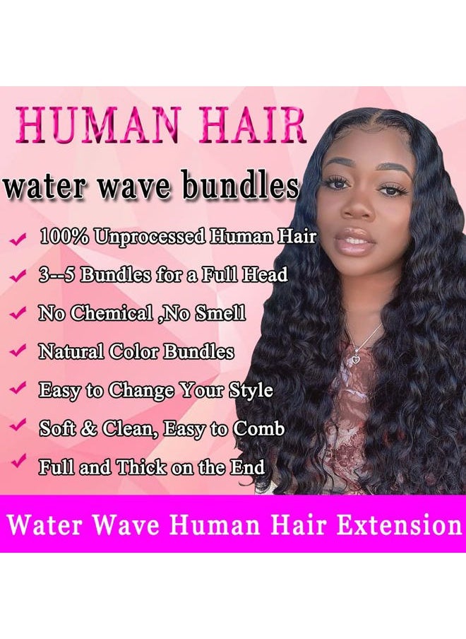 Beautymoon Wet and Wavy Human Hair Weave Bundles 14 16 18 Inch 100% Unprocessed Remy Virgin Hair Bundles 10A Natural Black Water Wave Bundles Human Hair Extension  - Image 3
