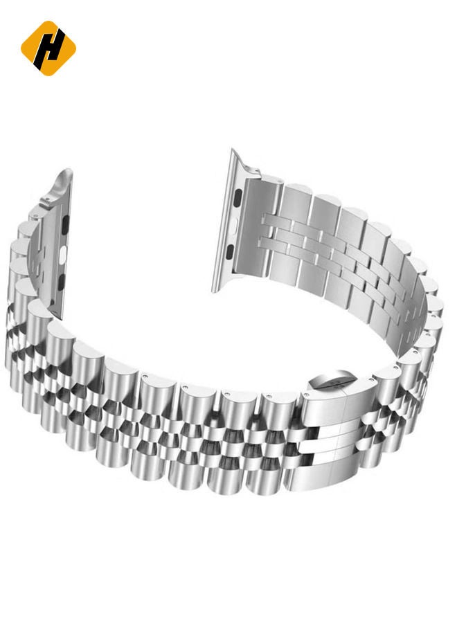 HuHa Replacement Band Compatible with Apple Watch Ultra 49mm 45mm / 44mm / 42mm, Stainless Steel Solid Strap Metal Bracelet for Apple Watch Series 8 7 6 5 4 3 2 SE (Silver)  - Image 5