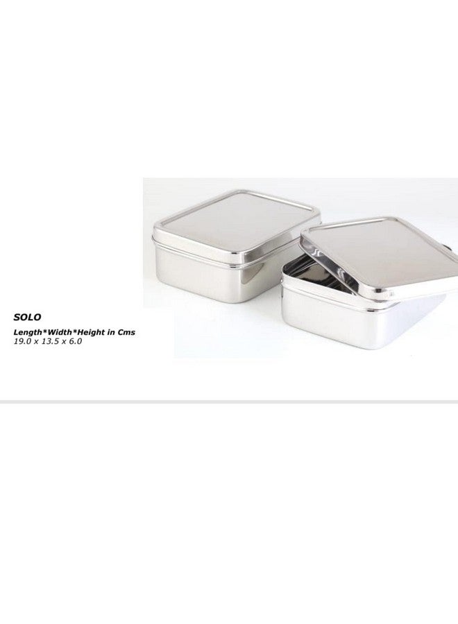 DiBha Stainless Steel Rectangle Shape Medium Size Solo Lunch Box/School Lunch Box for Kids/Adults (400 ml) - Image 4