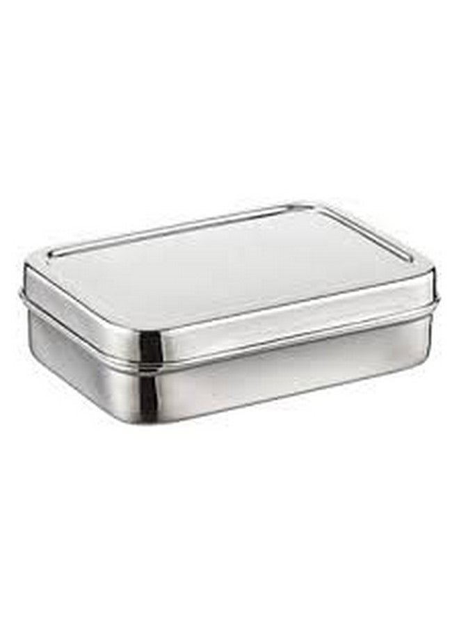 DiBha Stainless Steel Rectangle Shape Medium Size Solo Lunch Box/School Lunch Box for Kids/Adults (400 ml) - Image 3