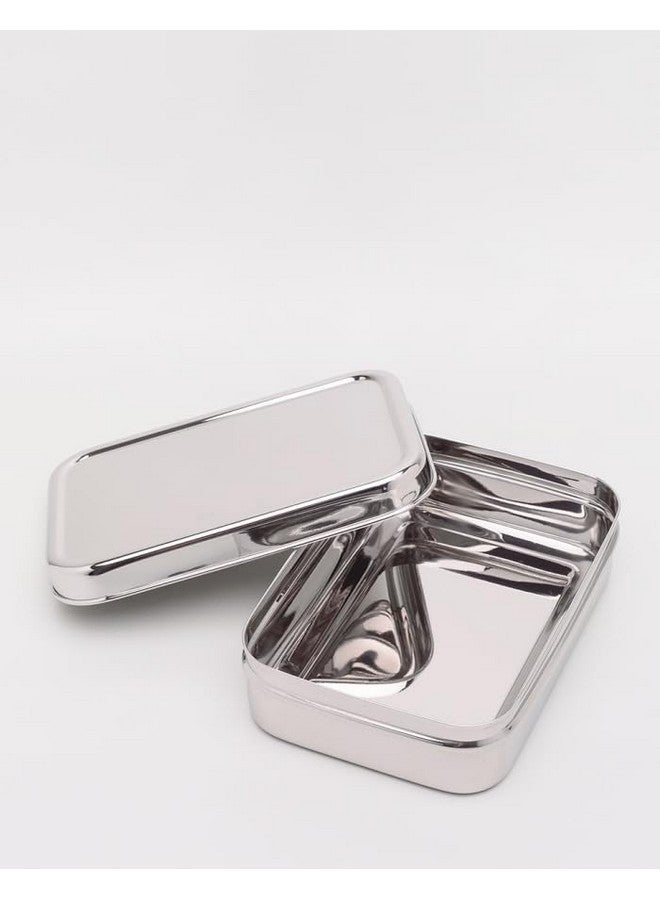 DiBha Stainless Steel Rectangle Shape Medium Size Solo Lunch Box/School Lunch Box for Kids/Adults (400 ml) - Image 2