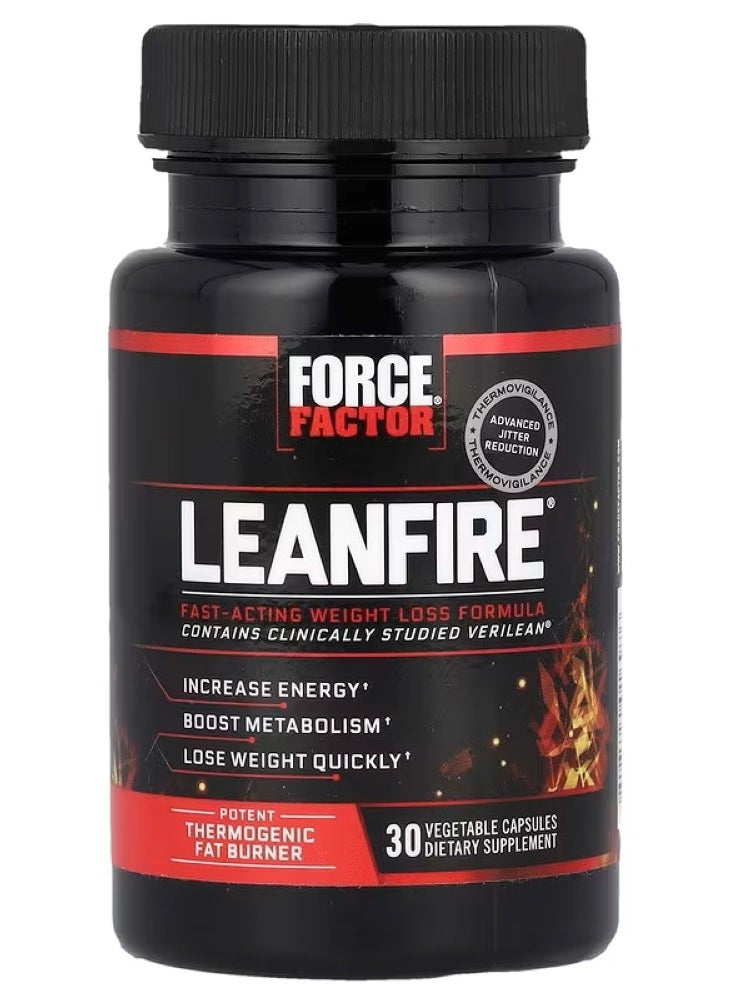 Force Factor Force Factor, LeanFire, Fast-Acting Weight Loss Formula, 30 Veggie Capsules 