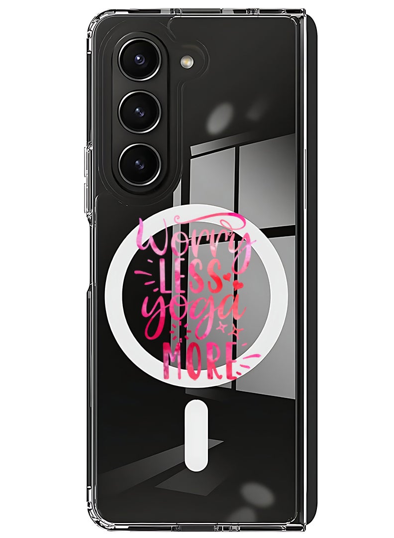 Theodor Magnetic Case for Samsung Galaxy Z Fold 6 Compatible with MagSafe Wireless Charging, Shockproof Phone Bumper Cover Worry less Yoga more - Image 1