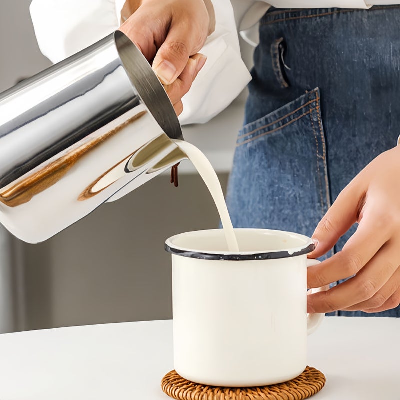Stainless Steel Coffee Pot 600ml With Wooden Handle Milk Frothing Pitcher For Butter Warming Latte Art Espresso Pouring - Image 5