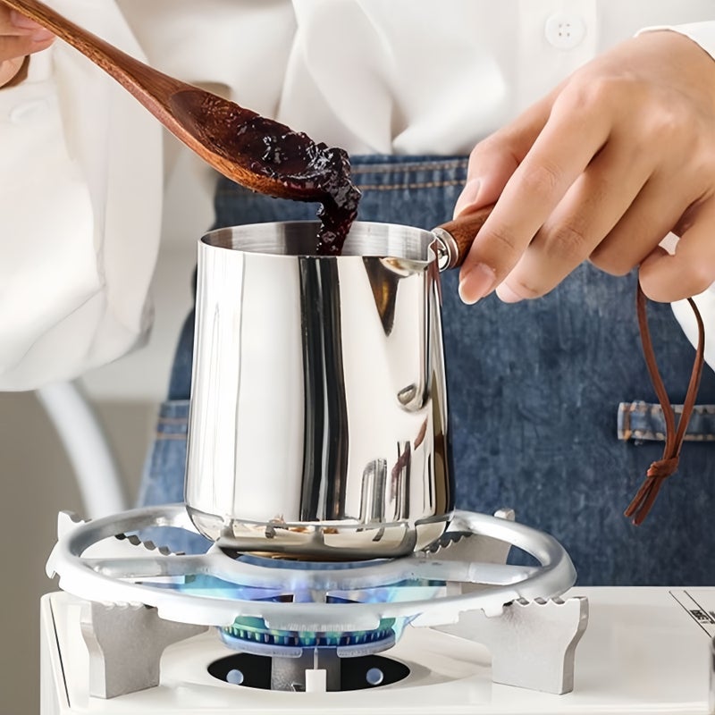 Stainless Steel Coffee Pot 600ml With Wooden Handle Milk Frothing Pitcher For Butter Warming Latte Art Espresso Pouring - Image 2