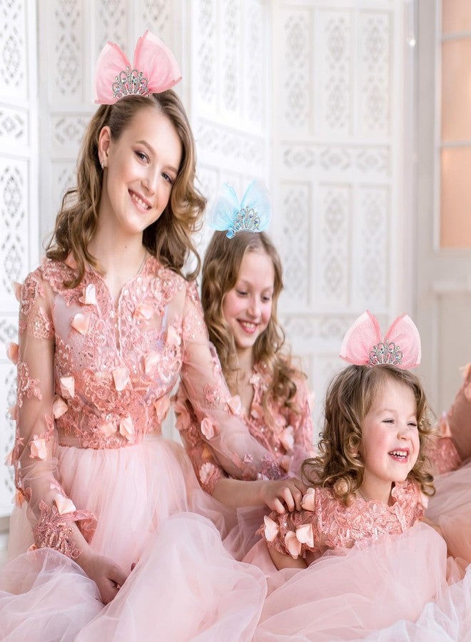 salbsever Princess Hair Accessories Set: Sparkly Mini Bows, Diamond Crown Pins, Ribbon Clips, and Metal Snap Barrettes for Girls' Birthday Hairstyling - Image 5