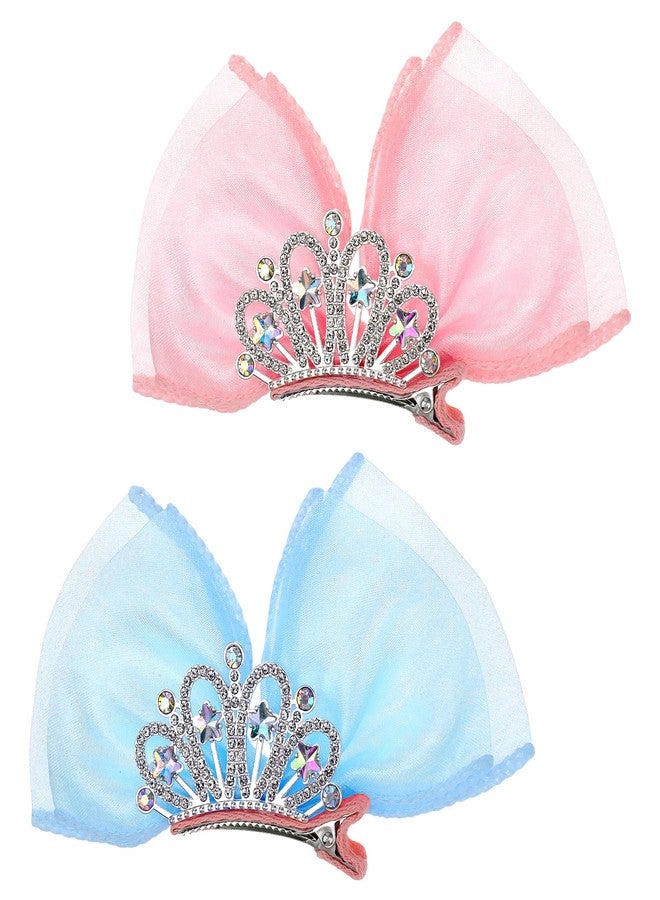 salbsever Princess Hair Accessories Set: Sparkly Mini Bows, Diamond Crown Pins, Ribbon Clips, and Metal Snap Barrettes for Girls' Birthday Hairstyling - Image 1