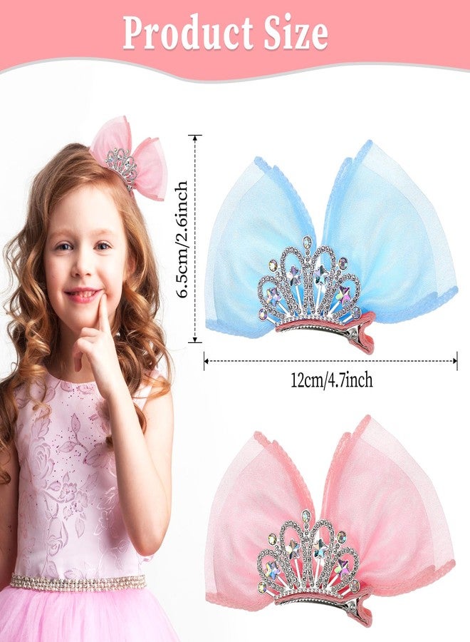 salbsever Princess Hair Accessories Set: Sparkly Mini Bows, Diamond Crown Pins, Ribbon Clips, and Metal Snap Barrettes for Girls' Birthday Hairstyling - Image 2