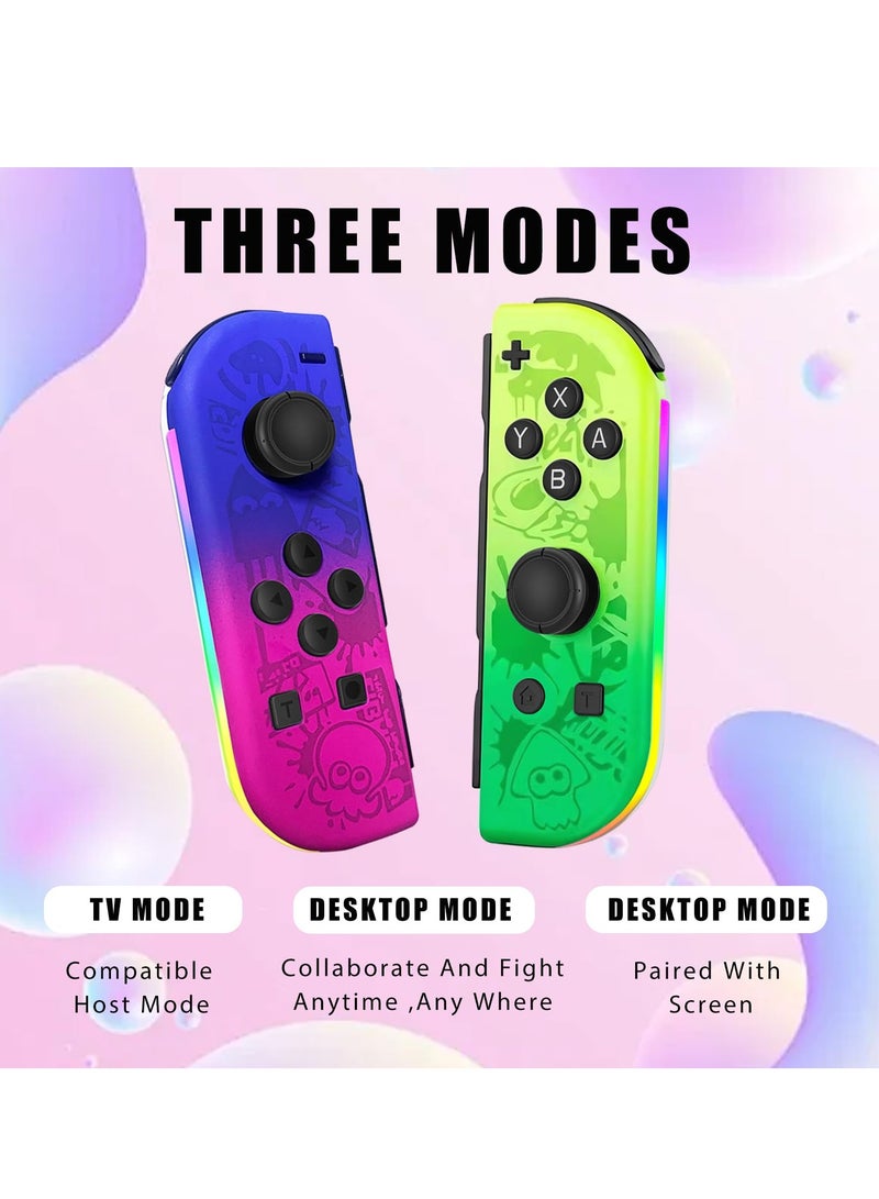 وحدة تحكم لاسلكية Joy Cons لجهاز نينتندو سويتش، بديل لجهاز Joypad مع إضاءة RGB، دعم عصا التحكم للاهتزاز المزدوج/الاستيقاظ/لقطة الشاشة (سبلاتون) - Image 2