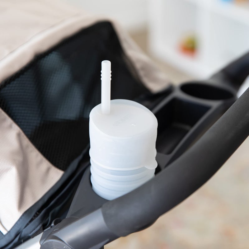 Bumkins Baby and Toddler Cups, Sippy Cup with Straw, Spill Proof, Transition Cup for Babies Ages 1 Year, Safely Sip from Lid, Straw or Cup, First Year Supplies, Platinum Silicone, Holds 7oz, Gray - Image 4