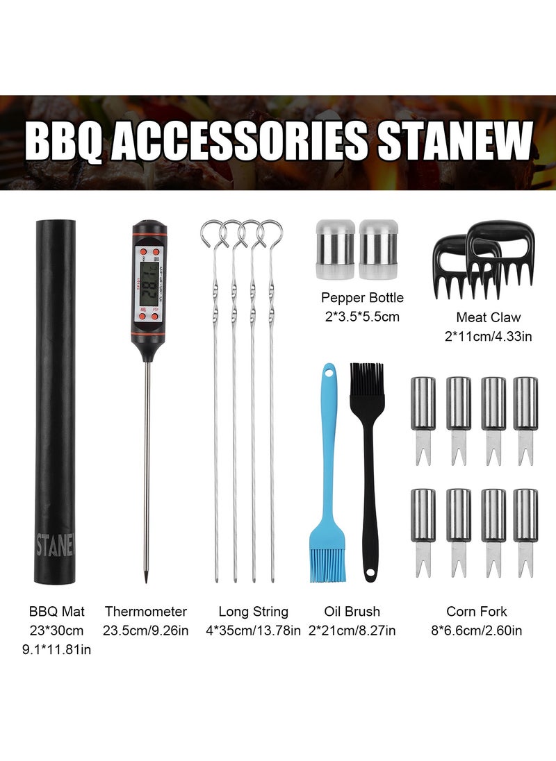 FOONNUN 26Pcs Stainless Steel BBQ Grill Accessories Kit with mitten, Perfect Outdoor Cooking Tools & Father's Day Gifts for Dad, Spatula, Tongs, Scraper, Bottle, Tongs, Egg Ring  - Image 2