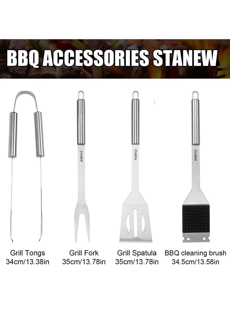 FOONNUN 26Pcs Stainless Steel BBQ Grill Accessories Kit with mitten, Perfect Outdoor Cooking Tools & Father's Day Gifts for Dad, Spatula, Tongs, Scraper, Bottle, Tongs, Egg Ring  - Image 3