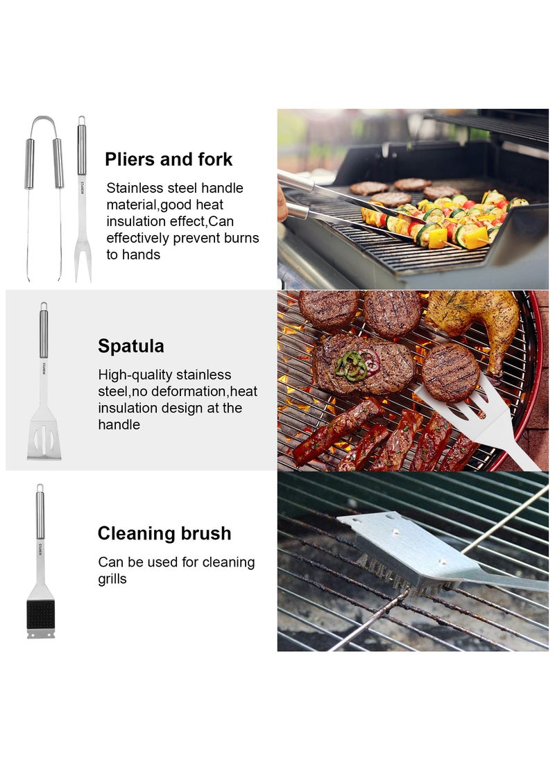 FOONNUN 26Pcs Stainless Steel BBQ Grill Accessories Kit with mitten, Perfect Outdoor Cooking Tools & Father's Day Gifts for Dad, Spatula, Tongs, Scraper, Bottle, Tongs, Egg Ring  - Image 4
