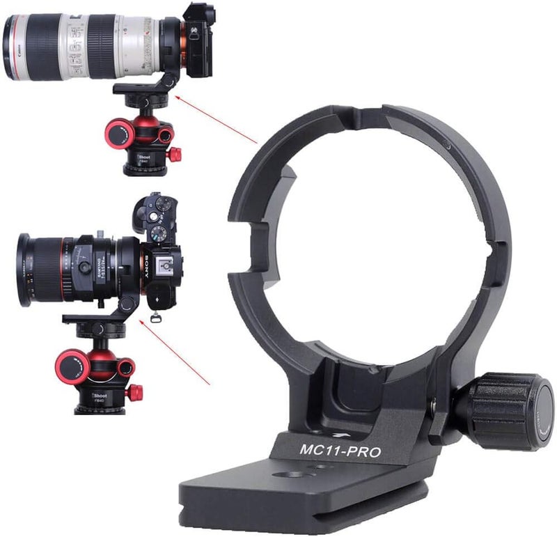 iShoot Lens Collar Tripod Mount Ring Compatible with Canon EF-E Sigma MC-11 Mount Converter Lens Adapter Ring, Lens Support Holder Bracket Bottom is Arca-Swiss Fit Quick Release Plate Dovetail Groove - Image 1