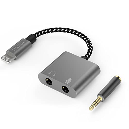 Cubilux Lightning to 3.5mm TRS Microphone Adapter with Headphone Jack Compatible with iPhone 14 Pro Max 14 Plus/13/12/11/SE 2/Xr/Xs Max/8/7, 1/8” Audio & MIC Splitter for Old iPad (Lightning Version) - Image 1
