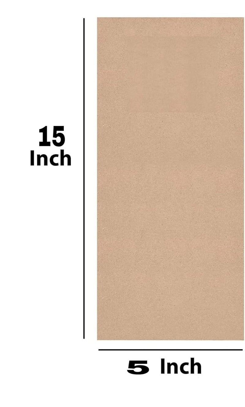 Ormango ألواح MDF مستطيلة (15 بوصة × 5 بوصة × 2 مم سمك)، عبوة من 5 ألواح MDF مستطيلة للفنون والحرف، ألواح MDF للأعمال الحرفية، قصاصات MDF للاعمال اليدوية - Image 2