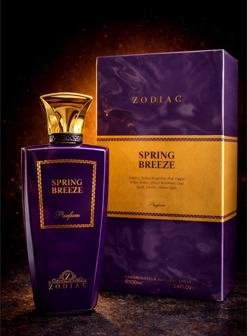 زودياك عطر زودياك سبرينغ بريز أو دو بيرفيوم 100 مل | عطر يدوم طويلاً للجنسين بنفحات دافانا، ونجيل الهند الهايتي، والجلد | أفضل عطر أو دو بيرفيوم 100 مل للاستخدام اليومي - Image 1