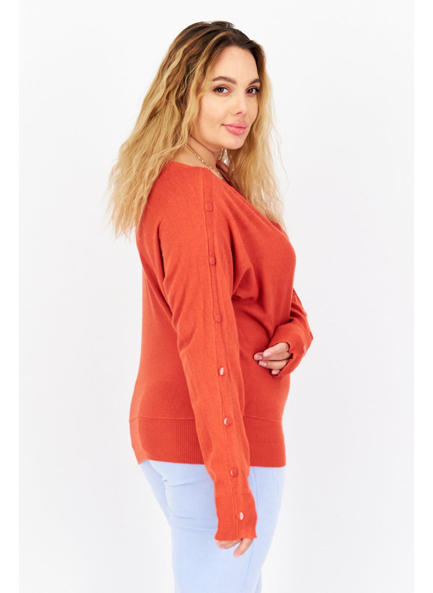 Women Boat Neck Knitted Sweaters, Dark Orange - pzsku/ZA29E9D8426E8E1E463C8Z/45/_/1736691099/bbf9c769-dc75-433b-8629-115765086081