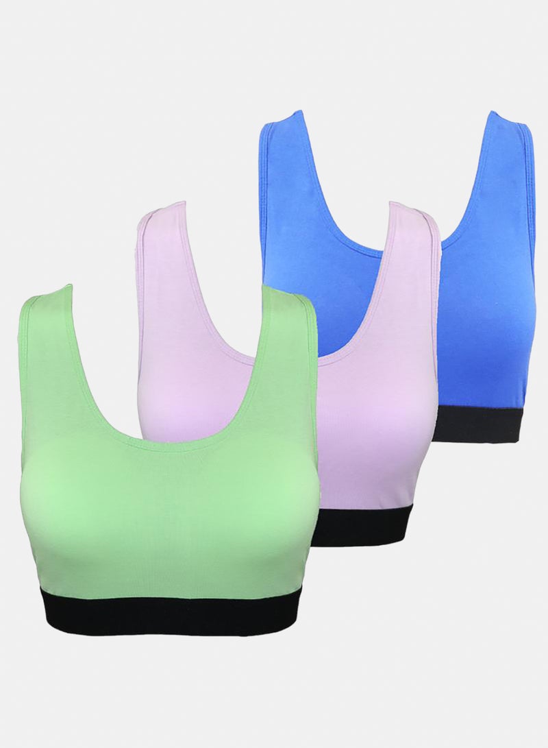 Lasso Cotton Set Of 3 Pieces Soft Bra Padded Support Comfort Active - Image 1